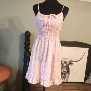 Pink Floral Smocked Mini Dress